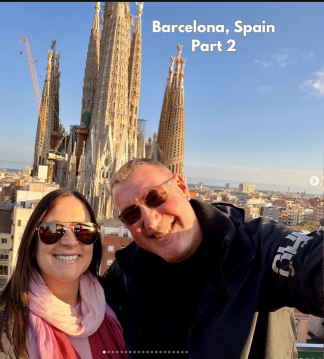 Aaron and Amanda in front of the Sagrada Familia in Barcelona, Spain